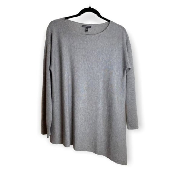 Eileen Fisher Merino Knit Ballet Neck Top in Pewter - Picture 3 of 8